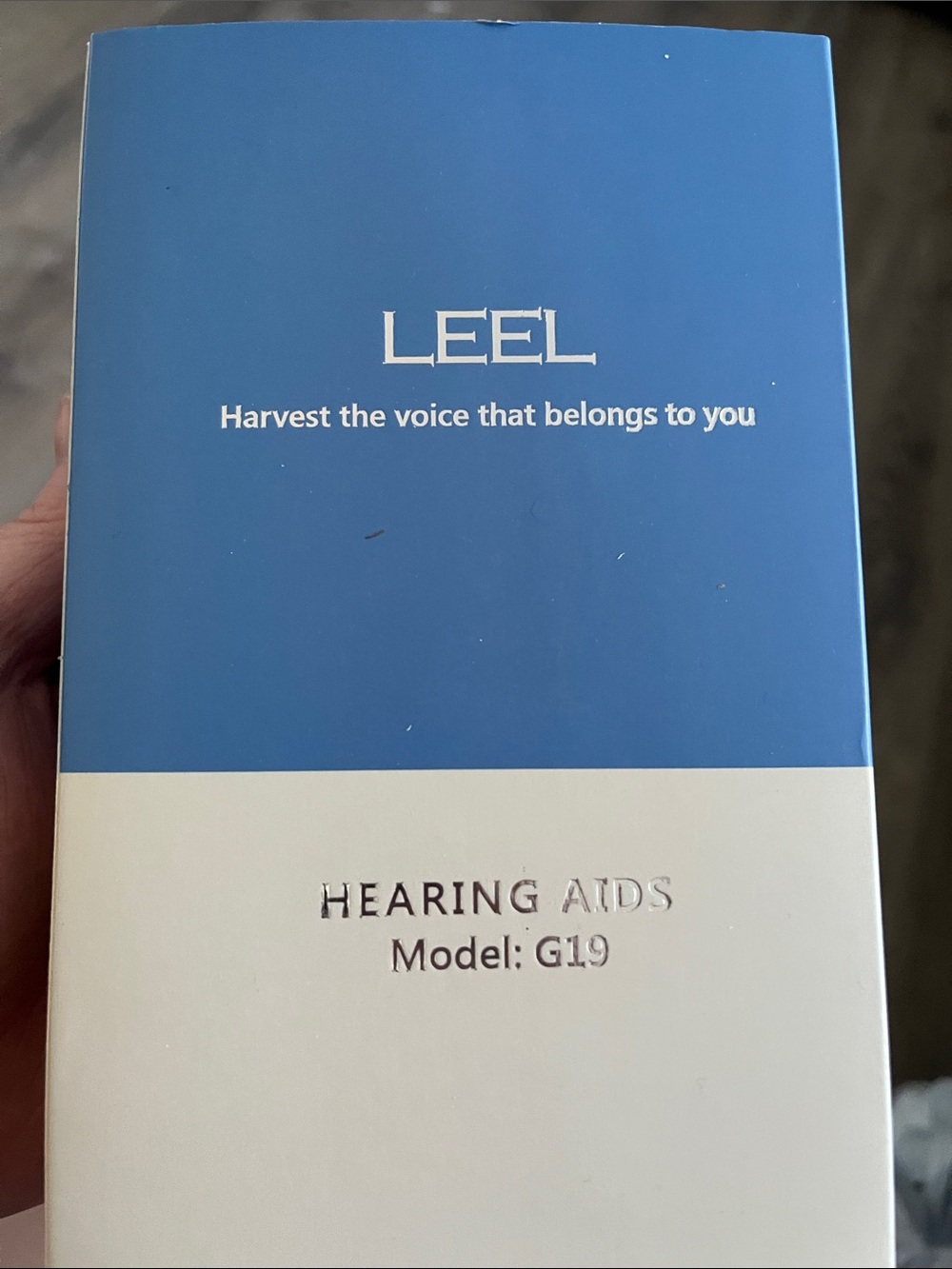 LEEL Hearing Aids Model G19 - Blue and White Box